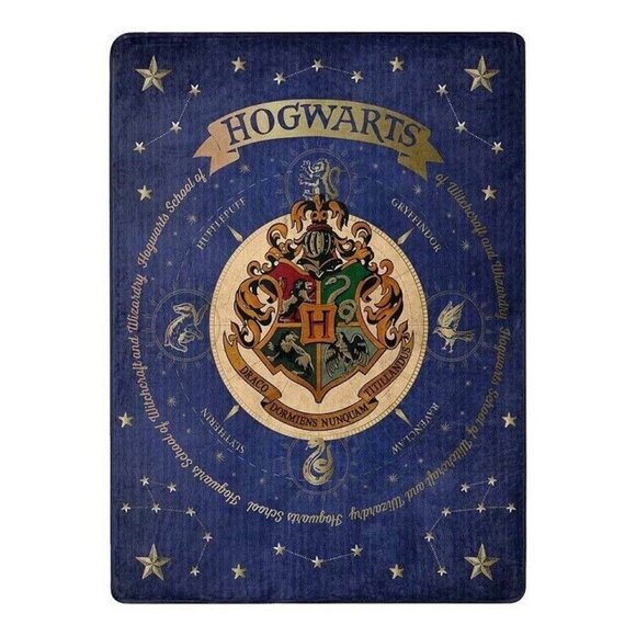 New Blue Hogwarts Crest Harry Potter Fleece Throw Gift Blanket Soft Movie Book - Picture 1 of 3
